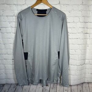 Lululemon Mens‎ Grey Black Long Sleeve Training Shirt Mesh Performance Top